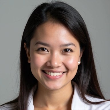 Professional portrait of Sarah Wijaya, a friendly and smiling nutritionist.