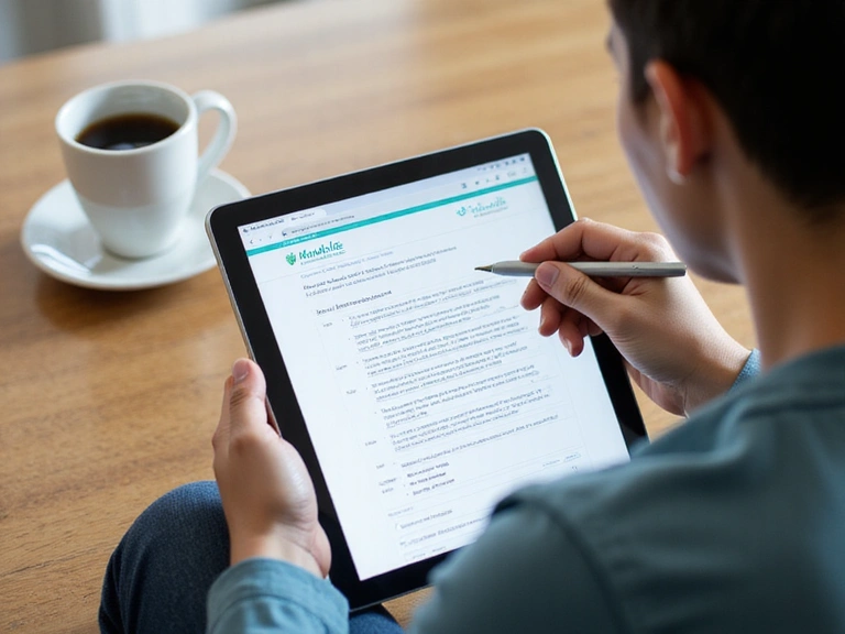 A person filling out a form with personal and health information on a tablet, symbolizing data collection.